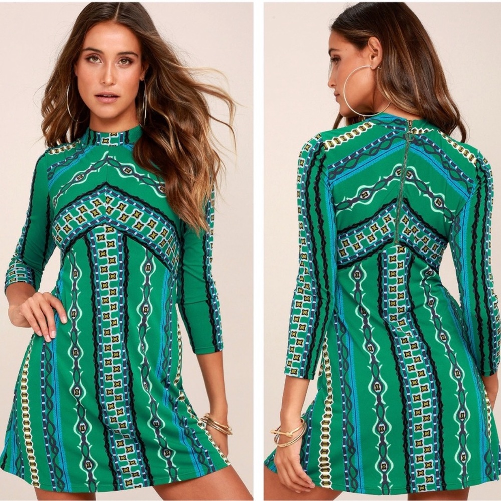 Free People Green Stella Knit Mini Dress